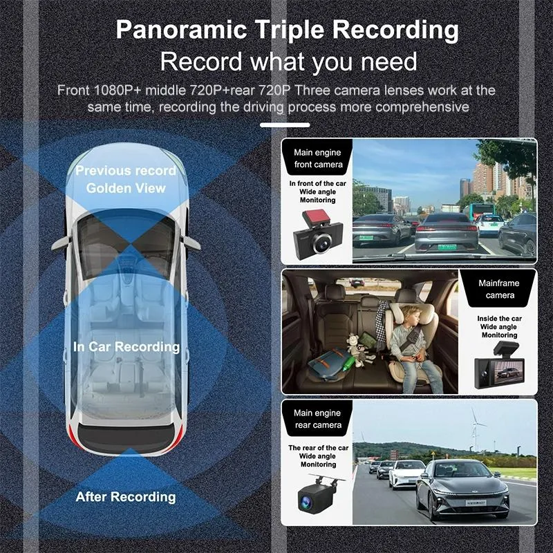 1080P HD Triple Recording Car Recorder with WiFi & Mobile App