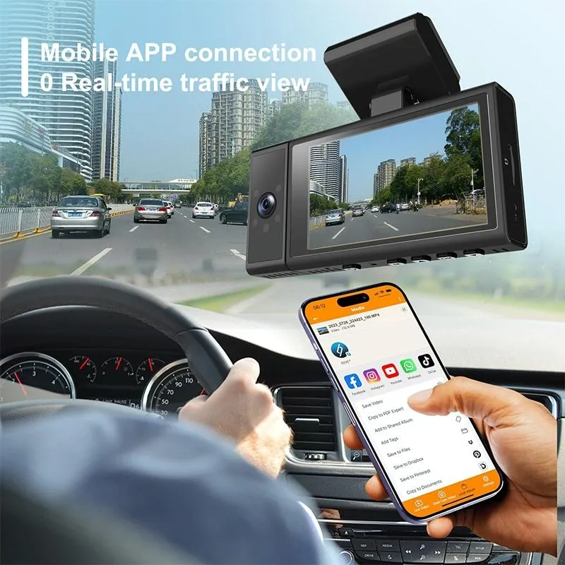 1080P HD Triple Recording Car Recorder with WiFi & Mobile App