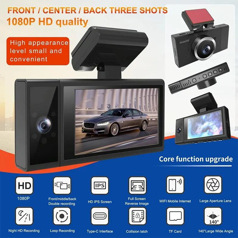 1080P HD Triple Recording Car Recorder with WiFi & Mobile App