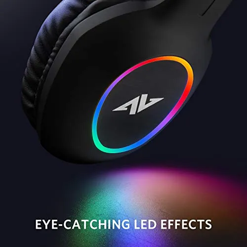 ABKONCORE Gaming Headset with Noise-canceling Microphone, Lightweight PS4 Headset with 50mm Speaker Driver, Cool RGB LED Light, Gaming Headphone with Pressure-Relieving Ear Cushion for PS4, PC, Laptop