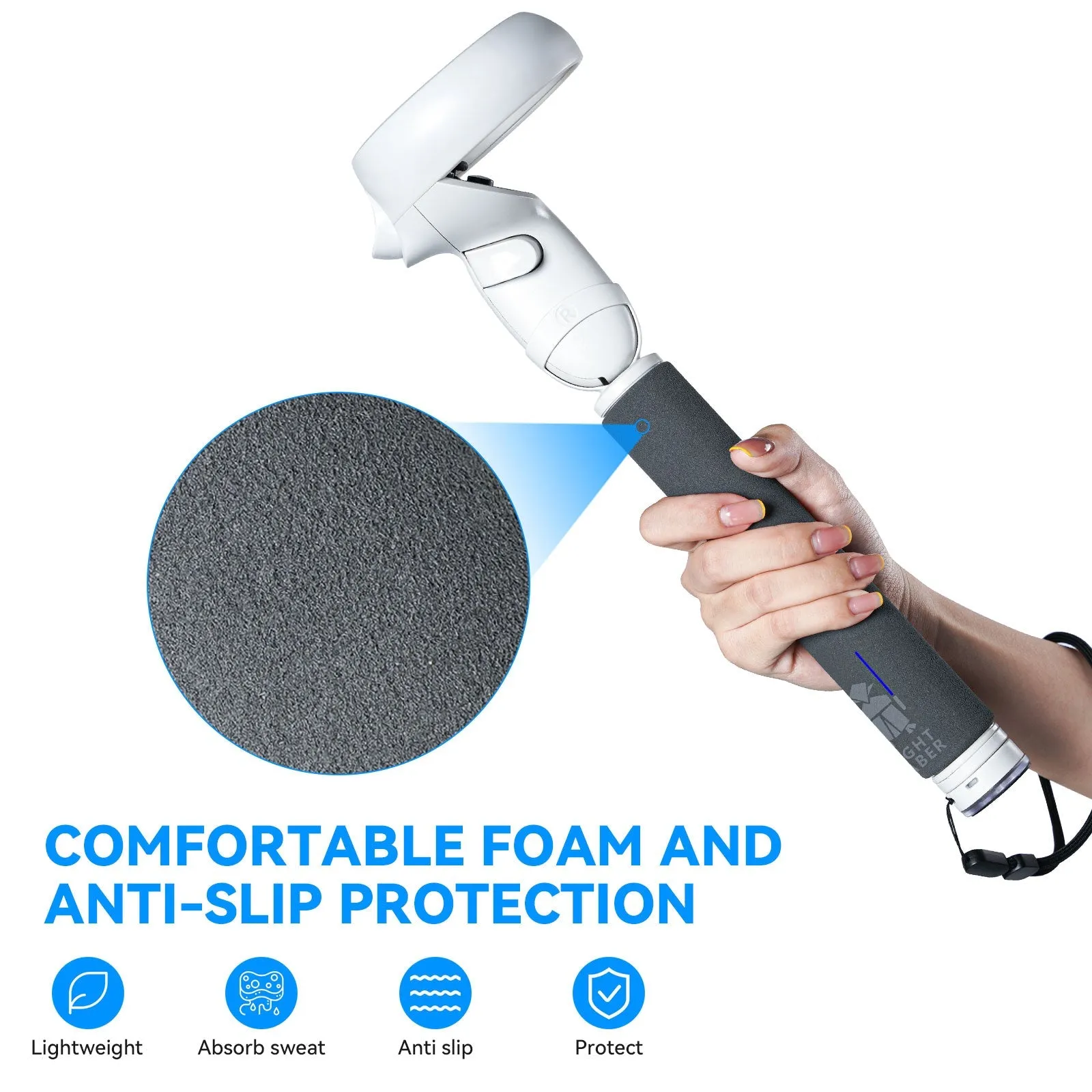Controllers Extension Grips for Meta/Oculus Quest 2 Accessories, Long Stick Handle Extension Grips Stand