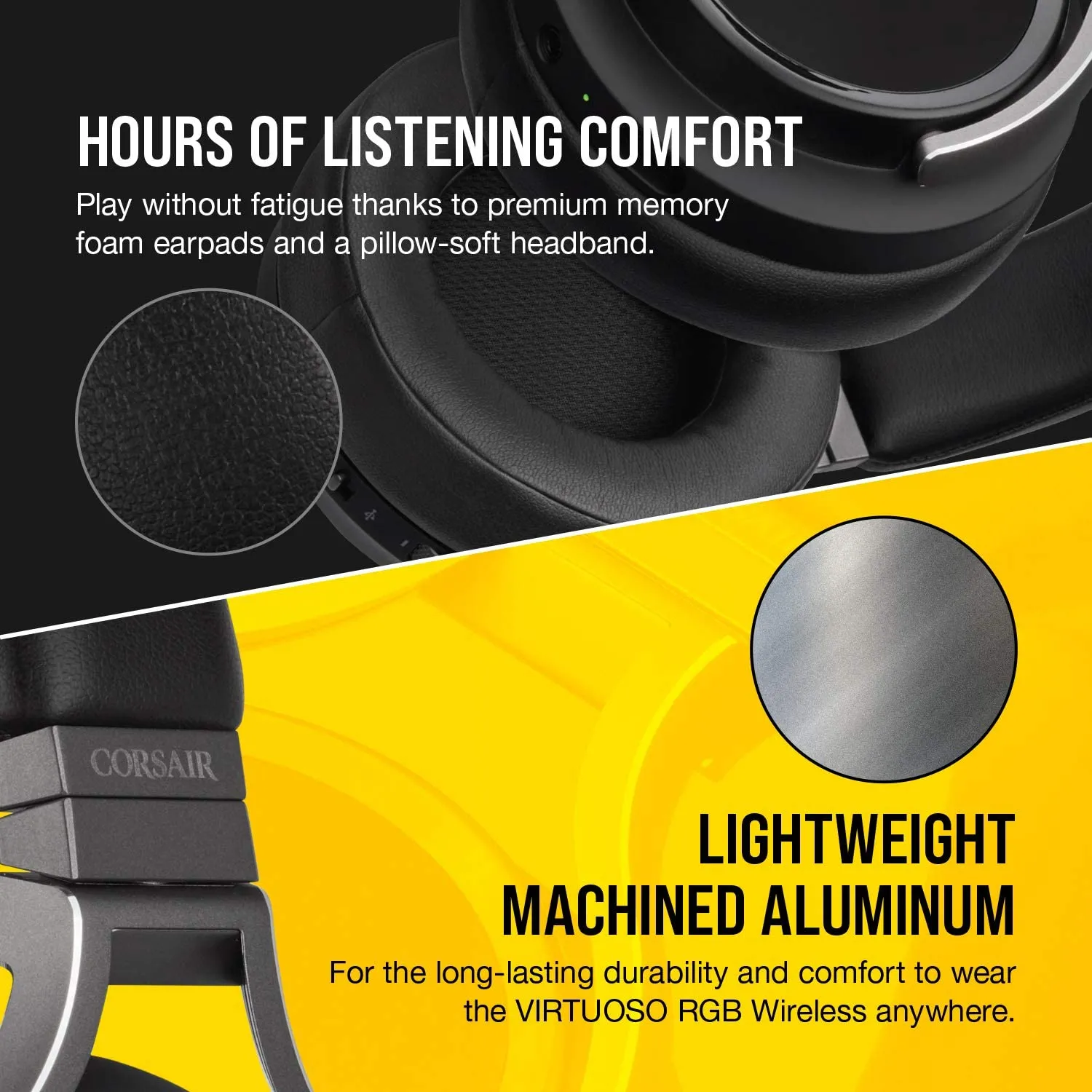 Corsair Headset Virtuoso RGB Wireless Gaming Headset - High-Fidelity 7.1 Surround Sound w/Broadcast Quality Microphone - Memory Foam Earcups - 20 Hour Battery Life - Works with PC, PS5, PS4 (Carbon)