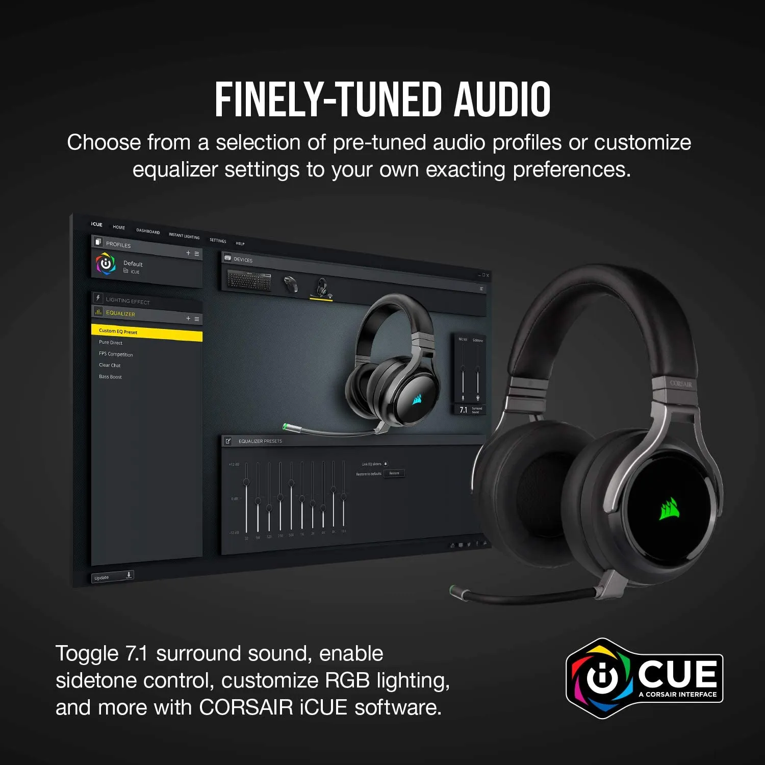 Corsair Headset Virtuoso RGB Wireless Gaming Headset - High-Fidelity 7.1 Surround Sound w/Broadcast Quality Microphone - Memory Foam Earcups - 20 Hour Battery Life - Works with PC, PS5, PS4 (Carbon)