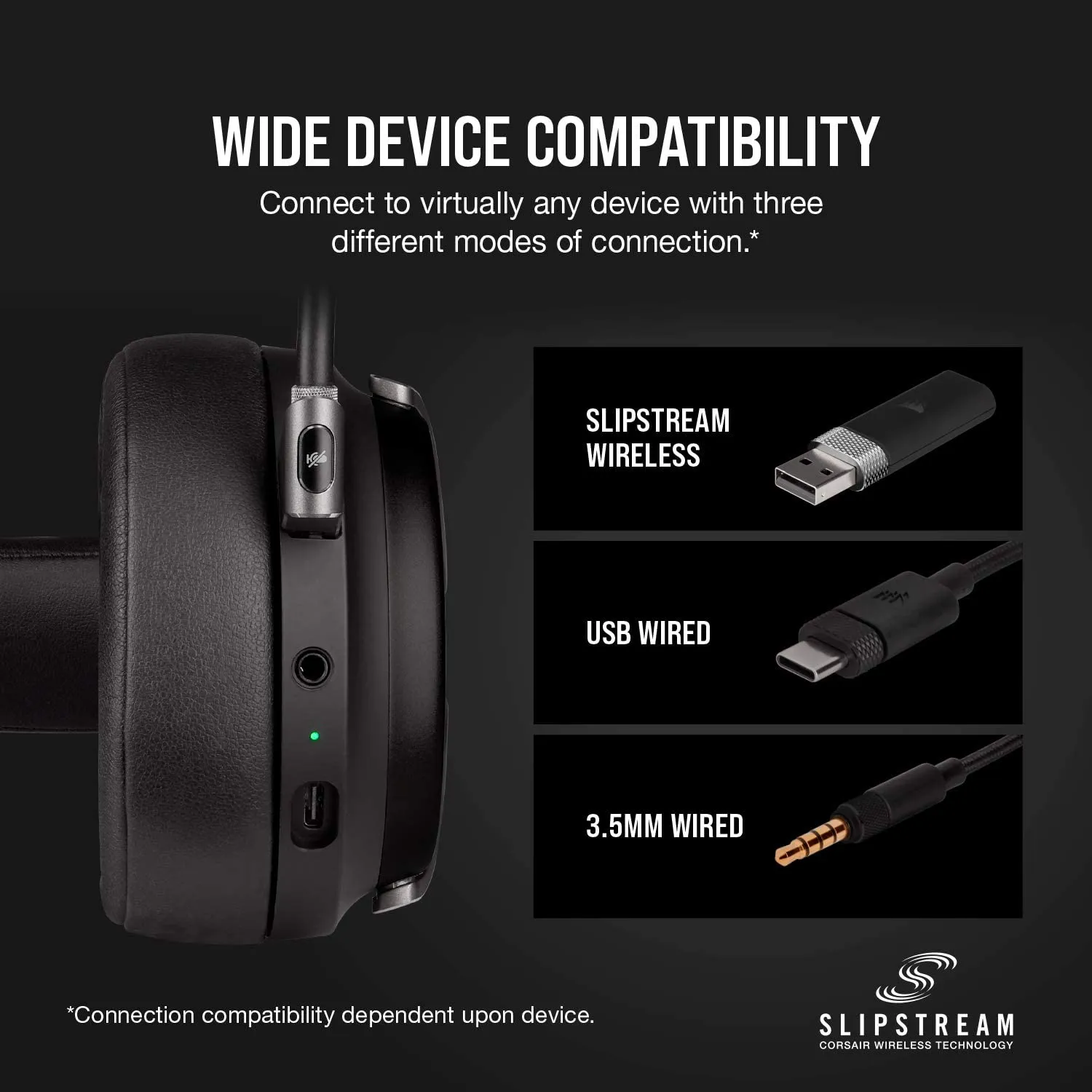 Corsair Headset Virtuoso RGB Wireless Gaming Headset - High-Fidelity 7.1 Surround Sound w/Broadcast Quality Microphone - Memory Foam Earcups - 20 Hour Battery Life - Works with PC, PS5, PS4 (Carbon)