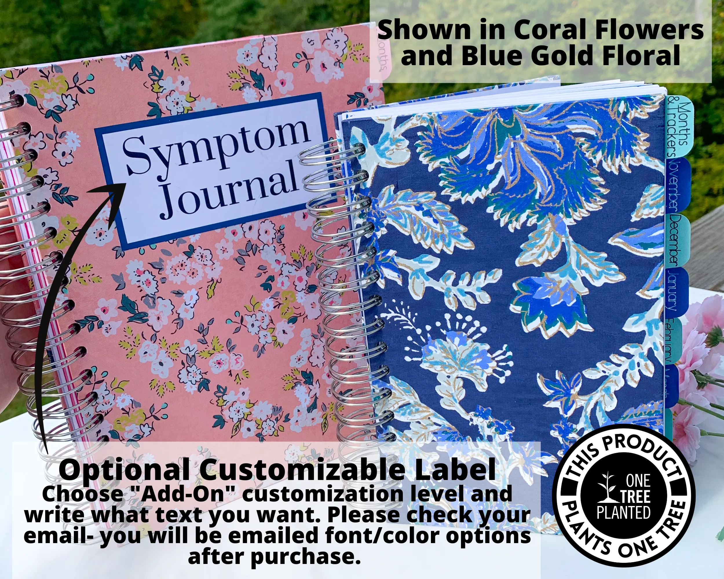 Dated Spiral Symptom Journal, 6 Month Daily Chronic Illness Pain Diary Log for Spoonies, Customizable