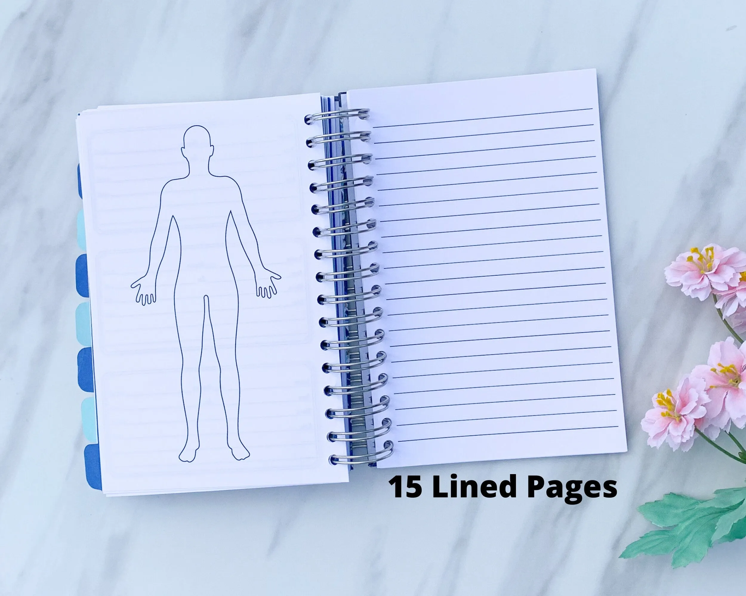 Dated Spiral Symptom Journal, 6 Month Daily Chronic Illness Pain Diary Log for Spoonies, Customizable