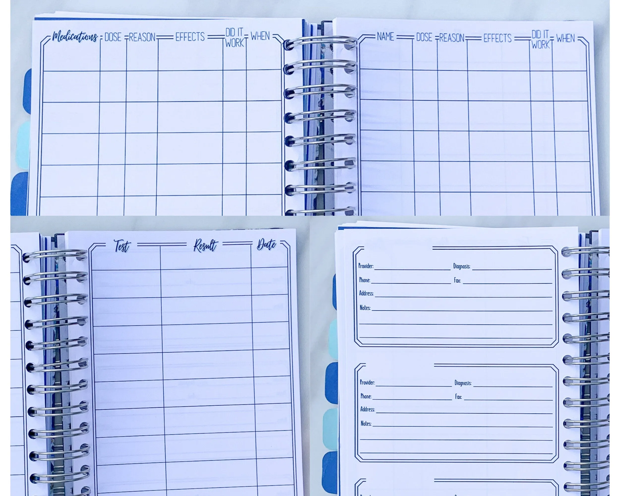 Dated Spiral Symptom Journal, 6 Month Daily Chronic Illness Pain Diary Log for Spoonies, Customizable