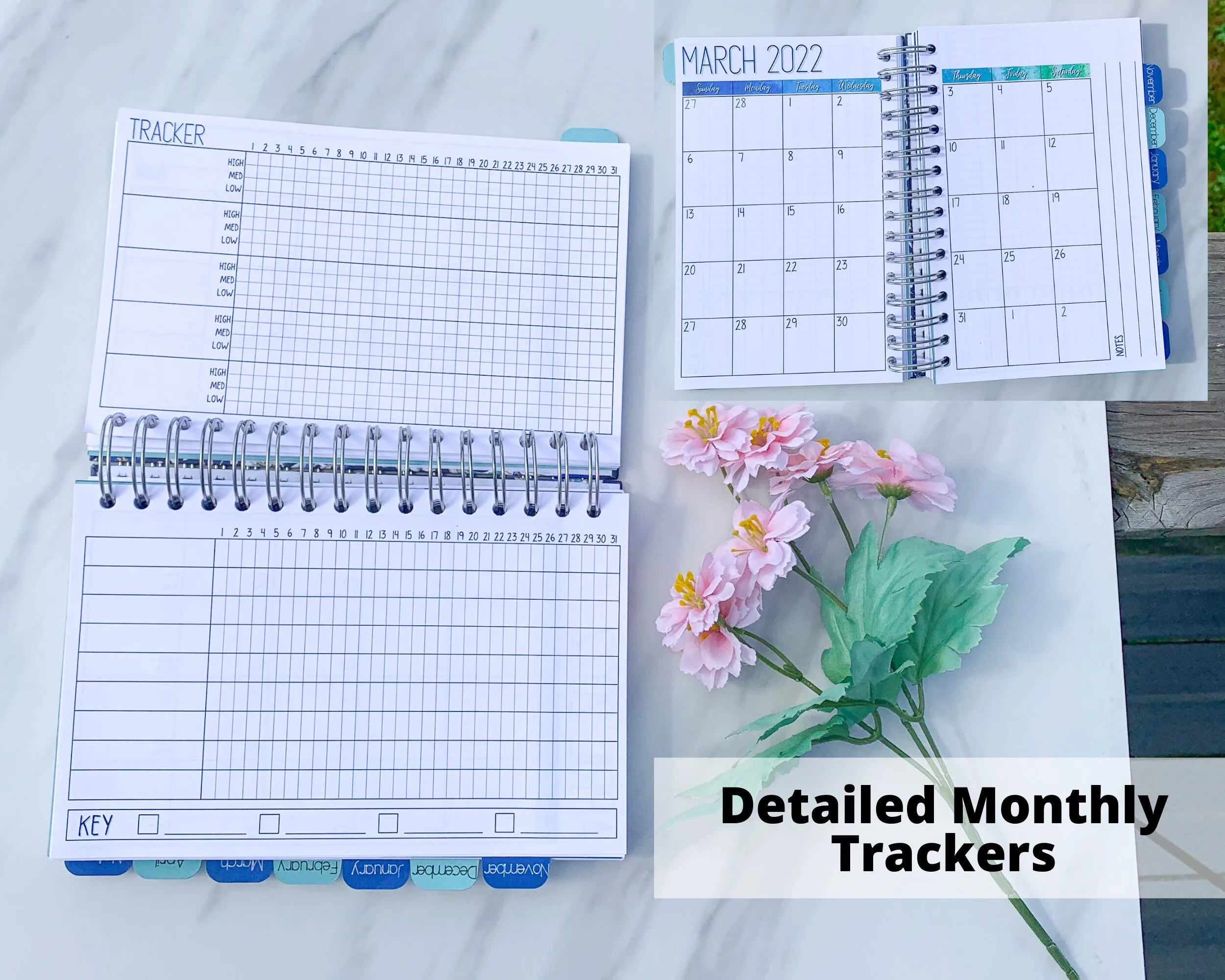 Dated Spiral Symptom Journal, 6 Month Daily Chronic Illness Pain Diary Log for Spoonies, Customizable
