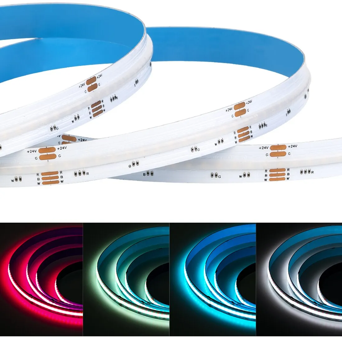 FCOB RGBW Flexible High Density Uniform Light 5Pin DC12V DC24V 896 LED 12mm Linear Dimmable Indoor Lighting