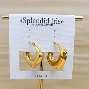 Gold Wide Angle Latch Hook Huggie Earrings