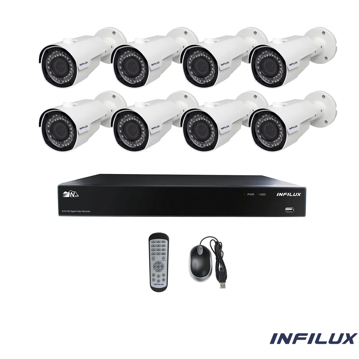 Infilux 8-Channel 4MP Surveillance Kit with 3.6mm Bullet IP Cameras