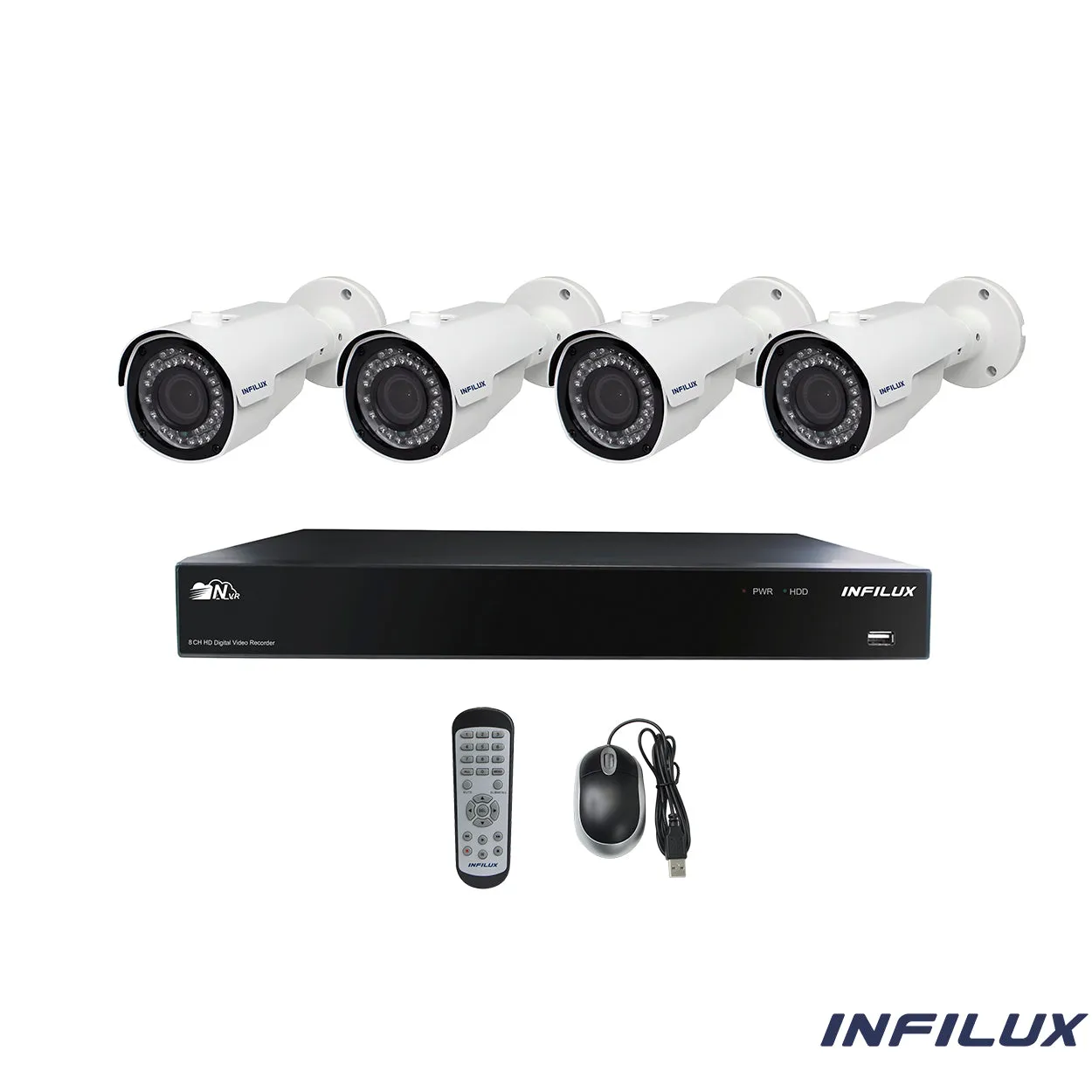 Infilux 8-Channel 4MP Surveillance Kit with 3.6mm Bullet IP Cameras