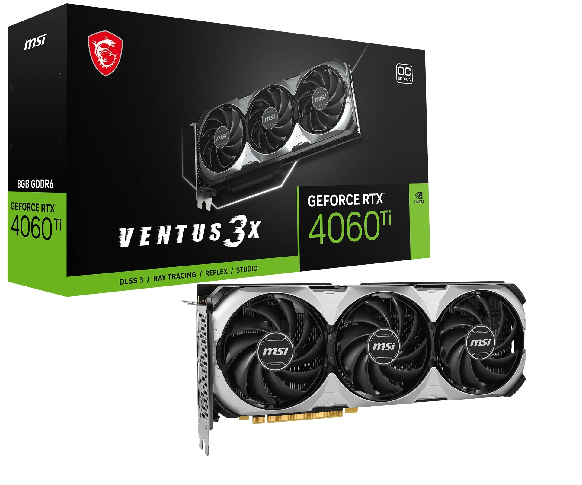 Msi Geforce Rtx 4060 Ti Ventus 3X 8G Oc - Graphics Card - Geforce Rtx 4060 Ti - 8 Gb