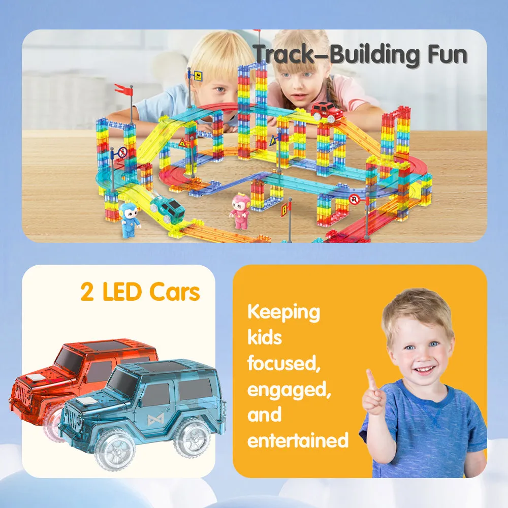 Playpals 240PCS Railcar Magnetic Tiles Blocks Educational Toys Child Gift