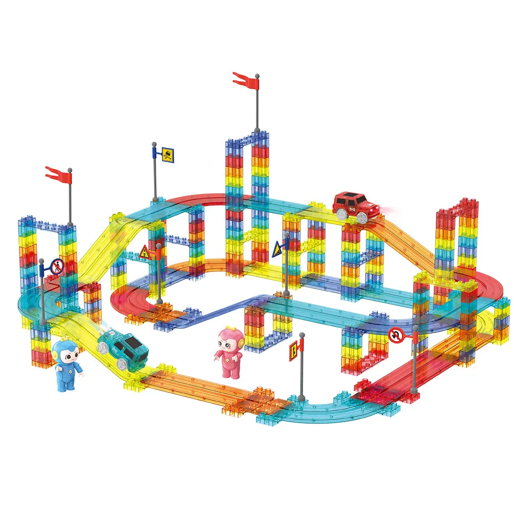 Playpals 240PCS Railcar Magnetic Tiles Blocks Educational Toys Child Gift