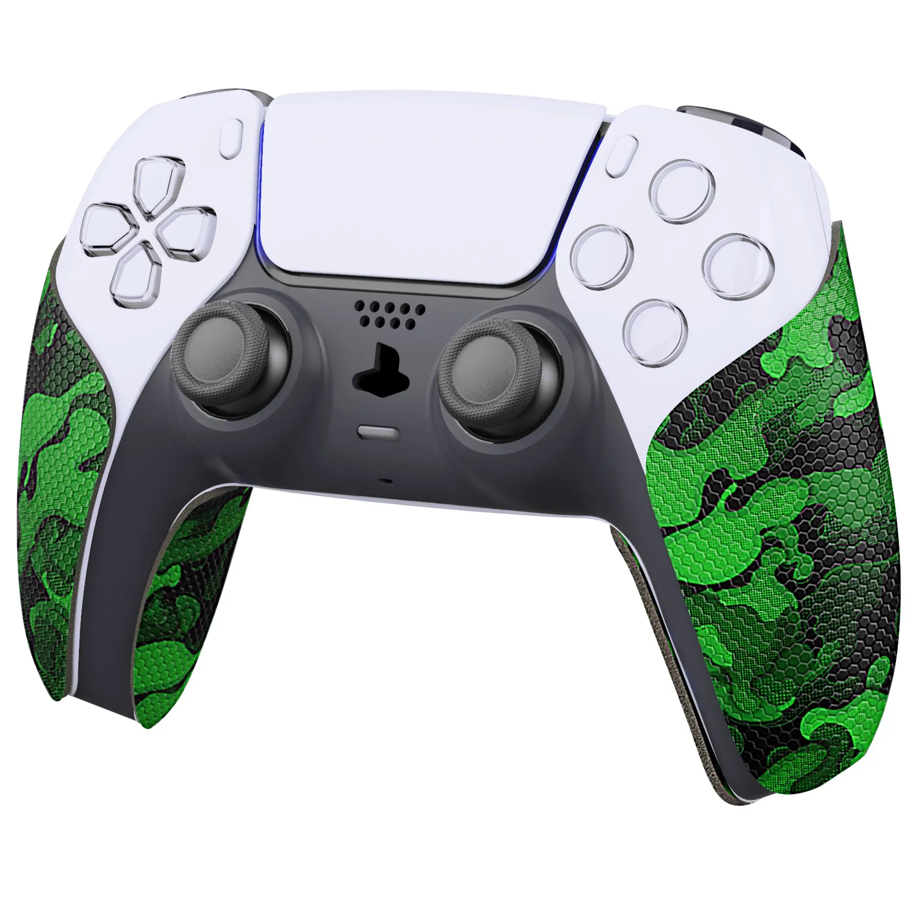 PlayVital Anti-Skid Sweat-Absorbent Controller Grip for PS5 Controller, Professional Textured Soft Rubber Pads Handle Grips for PS5 Controller - Black Green Camouflage - PFPJ064