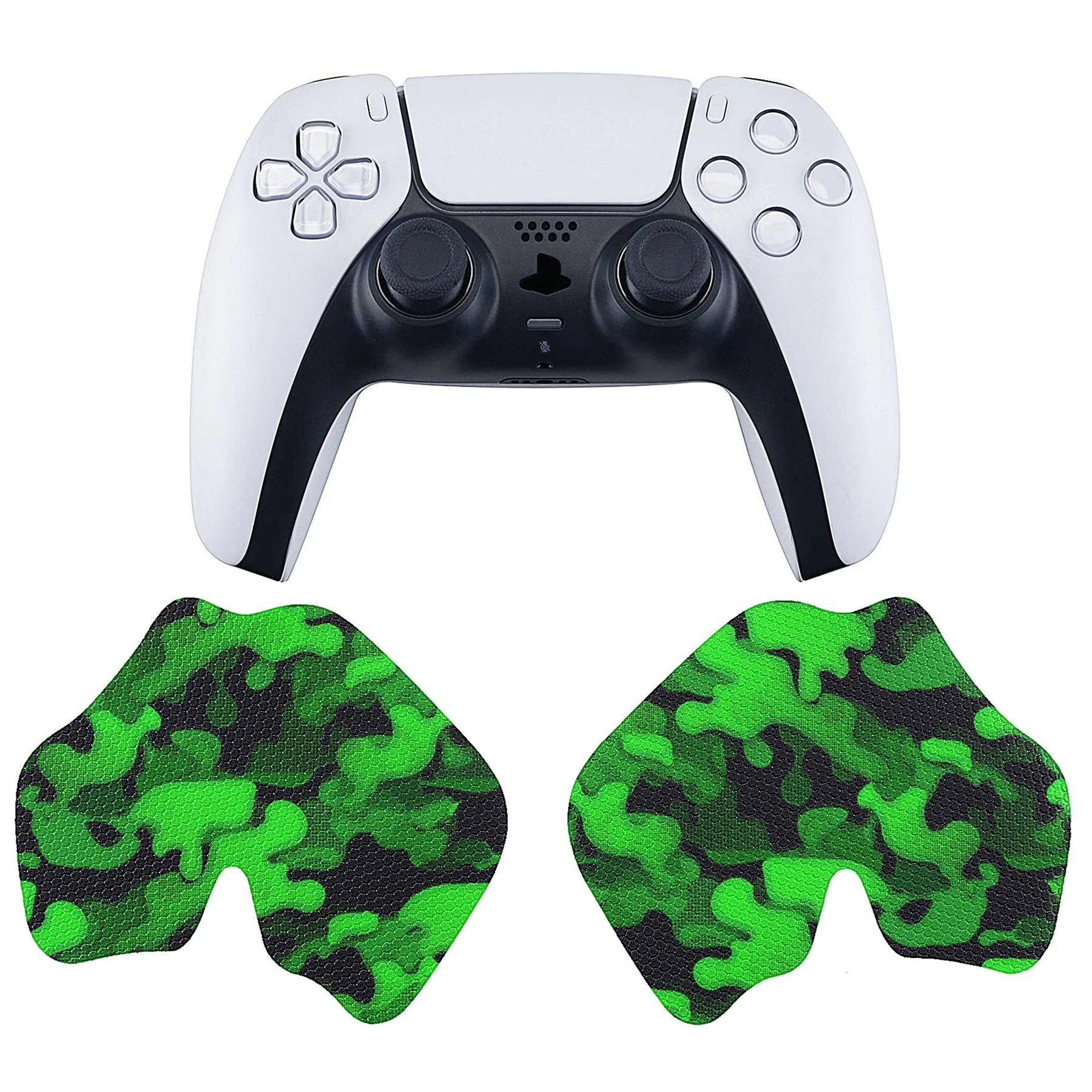 PlayVital Anti-Skid Sweat-Absorbent Controller Grip for PS5 Controller, Professional Textured Soft Rubber Pads Handle Grips for PS5 Controller - Black Green Camouflage - PFPJ064