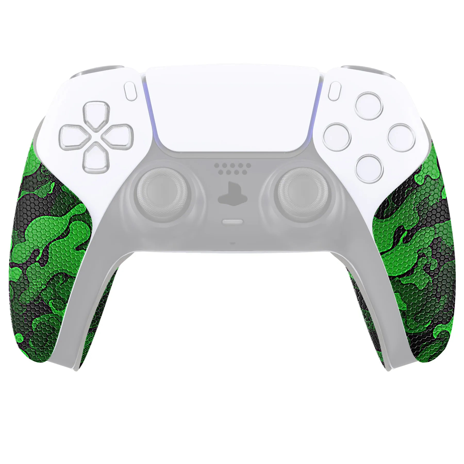 PlayVital Anti-Skid Sweat-Absorbent Controller Grip for PS5 Controller, Professional Textured Soft Rubber Pads Handle Grips for PS5 Controller - Black Green Camouflage - PFPJ064