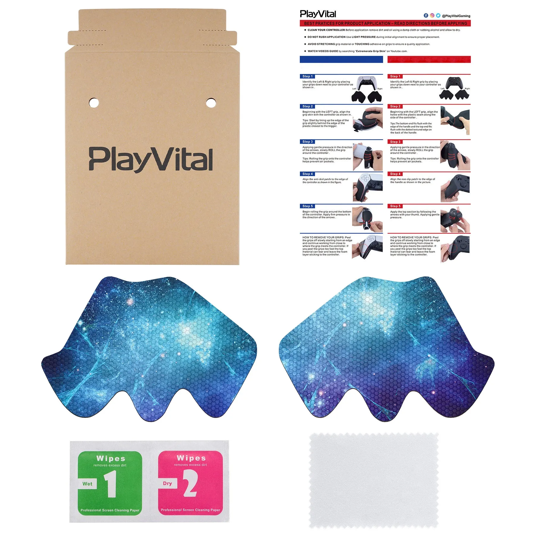 PlayVital Blue Nebula Anti-Skid Sweat-Absorbent Controller Grip for Xbox Series X/S Controller, Professional Textured Soft Rubber Pads Handle Grips for Xbox Series X/S Controller - X3PJ040
