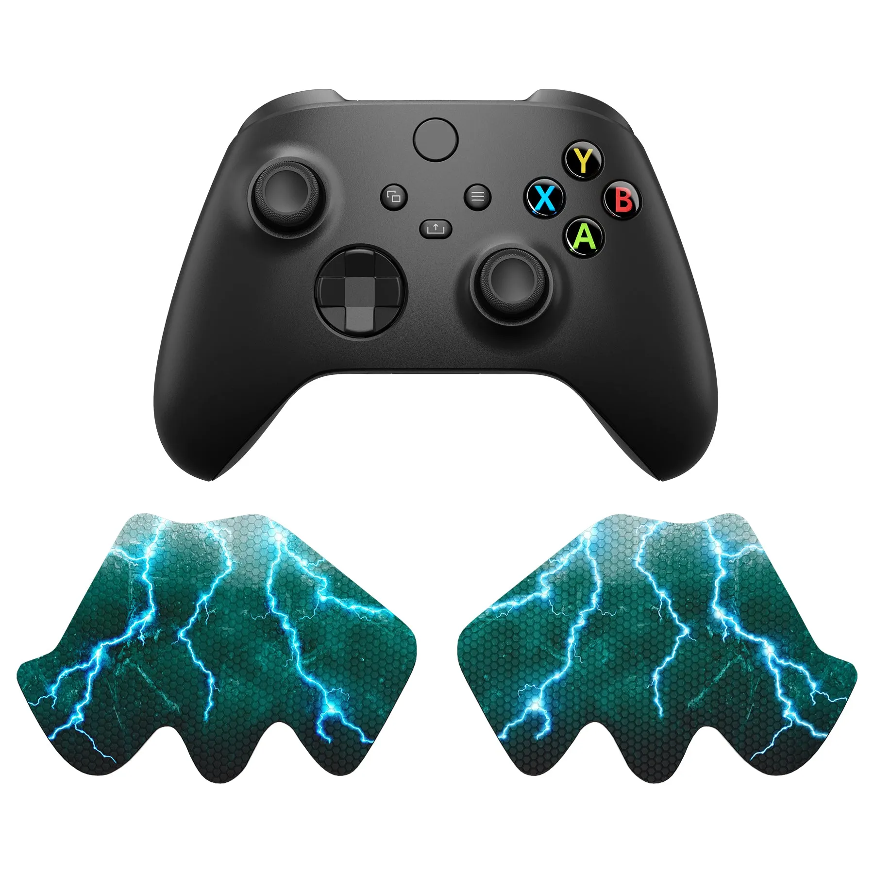 PlayVital Green Storm Thunder Anti-Skid Sweat-Absorbent Controller Grip for Xbox Series X/S Controller, Professional Textured Soft Rubber Pads Handle Grips for Xbox Series X/S Controller - X3PJ047