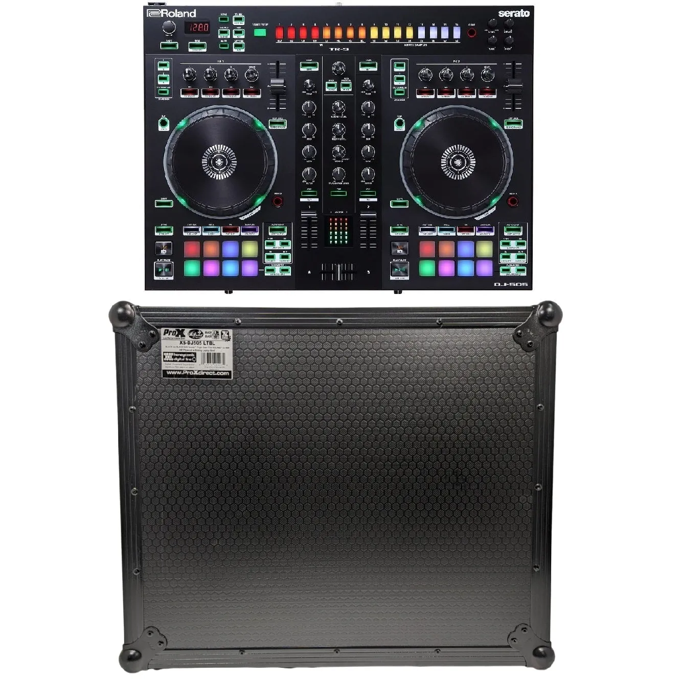 Roland DJ-505 DJ Controller & XS-DJ505-LTBL Hard Case Bundle