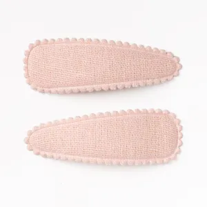 Rosewater Blush Linen Fabric Hair Clips