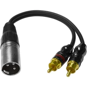 SA-Y6 - 6 Inch Splitter Patch Y Cable - 1 XLR Male to 2 RCA Male