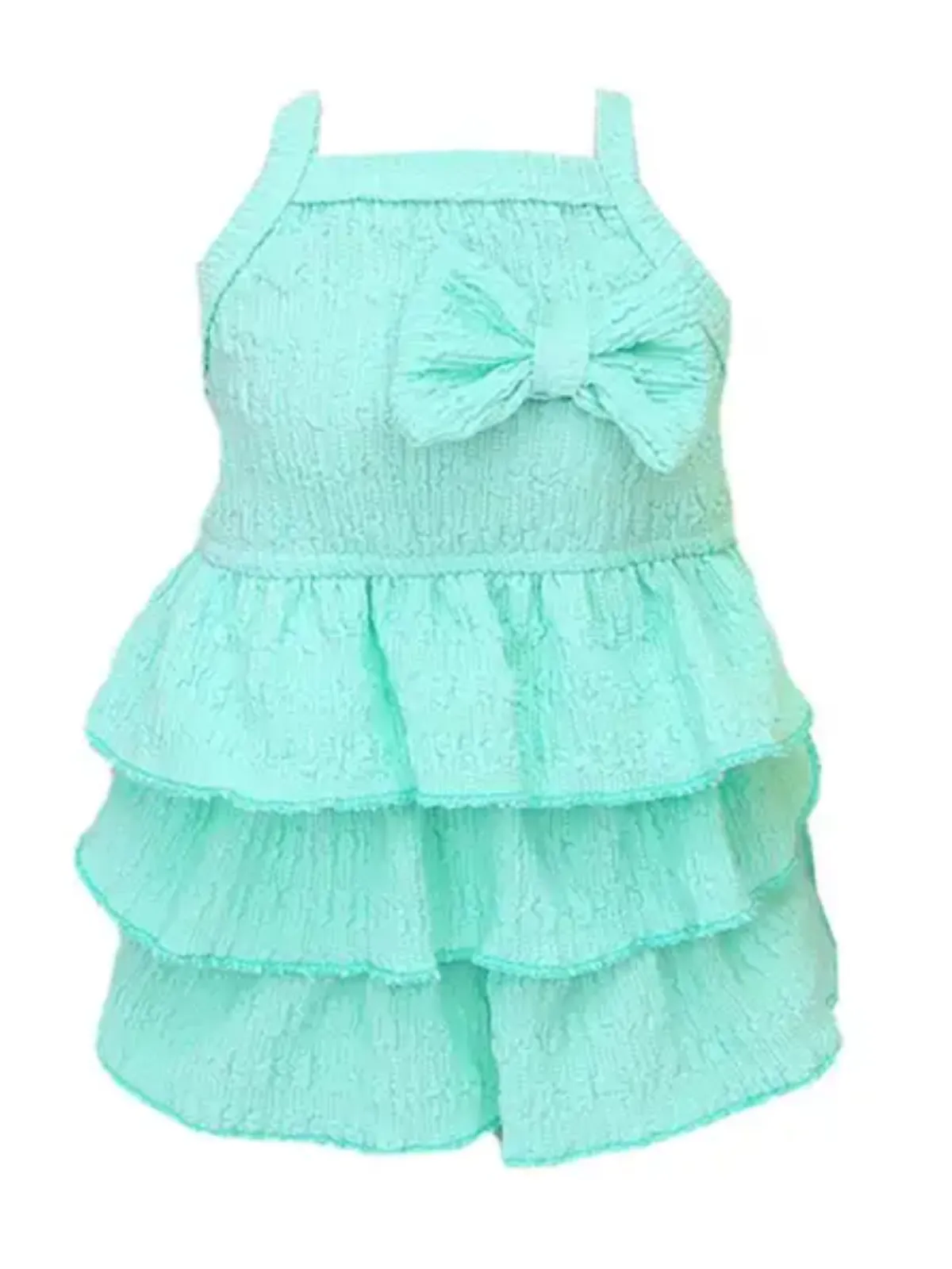 Summer Comfortable Breathable Layered Hem Bowknot Dog Dress