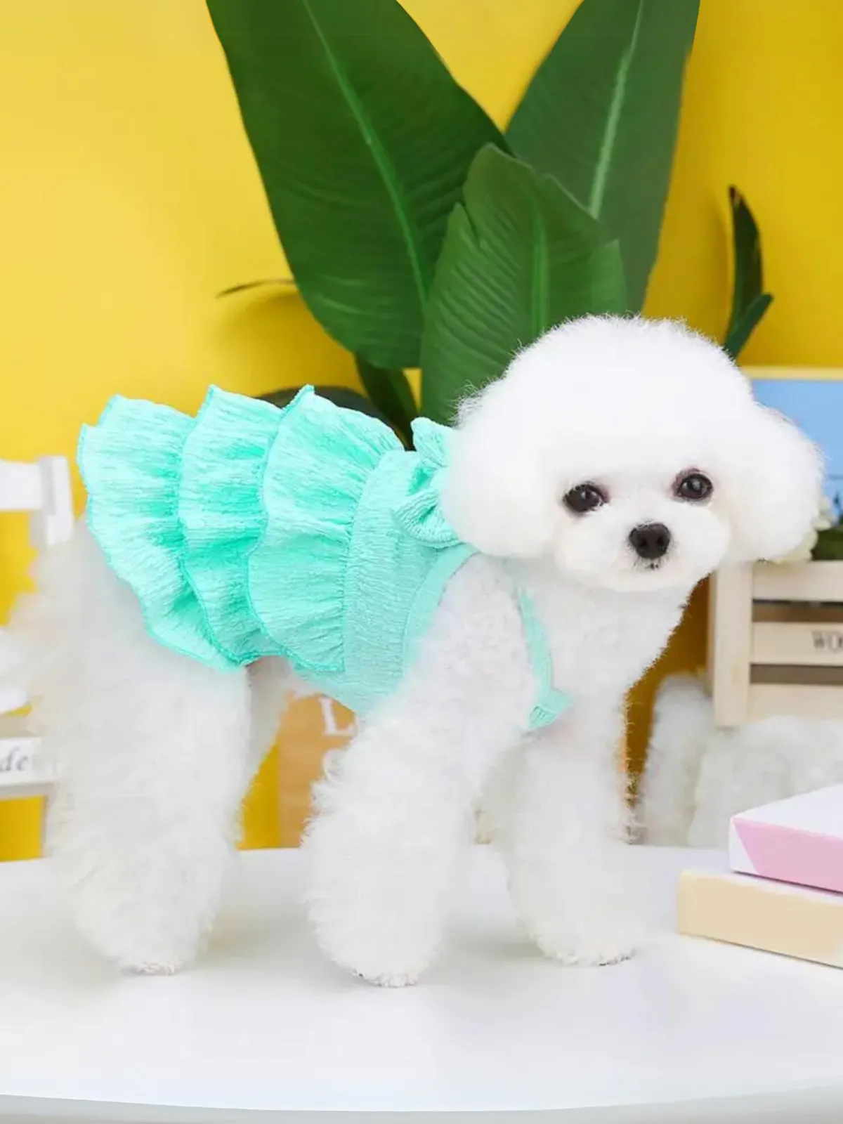 Summer Comfortable Breathable Layered Hem Bowknot Dog Dress