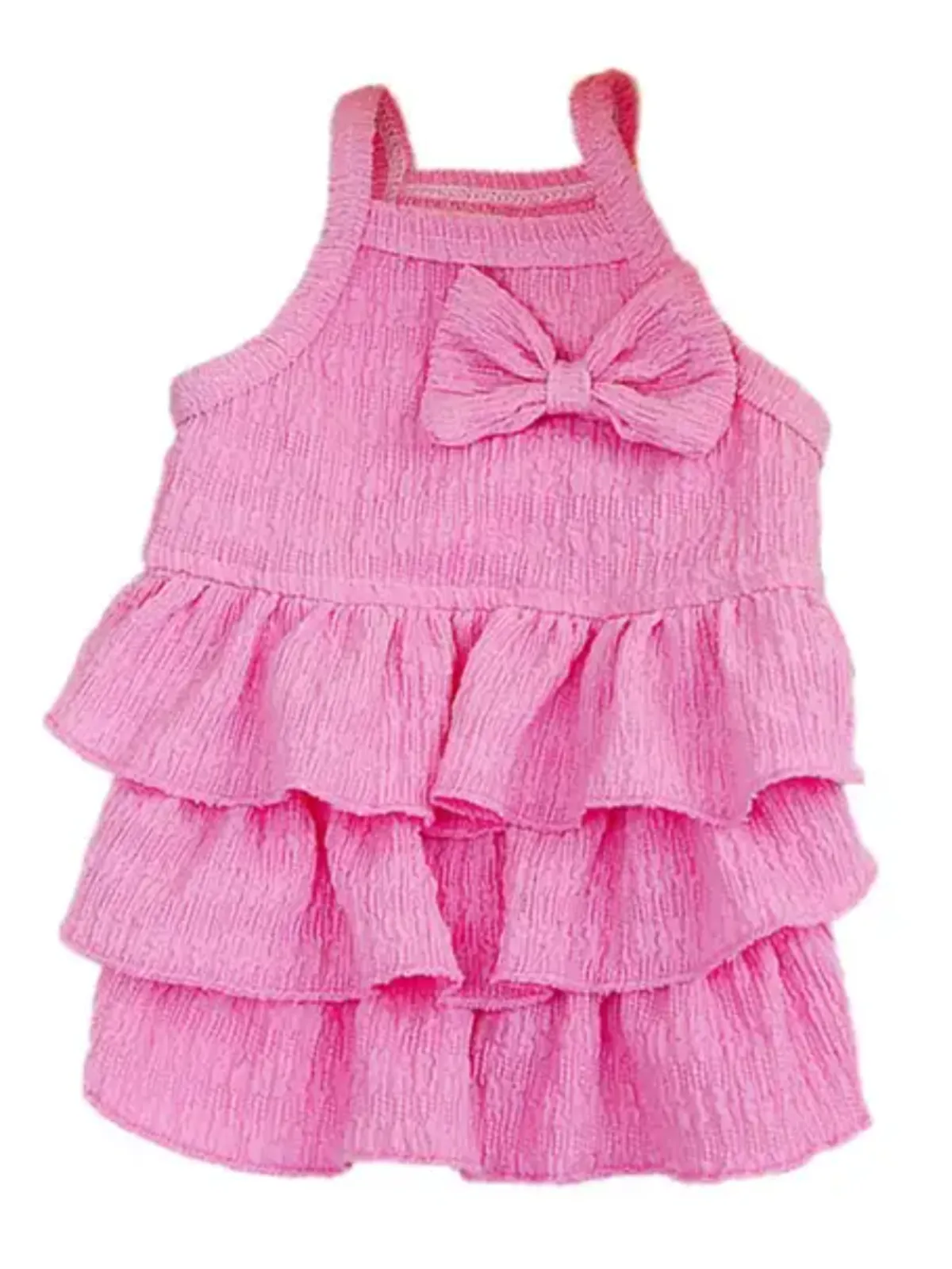 Summer Comfortable Breathable Layered Hem Bowknot Dog Dress