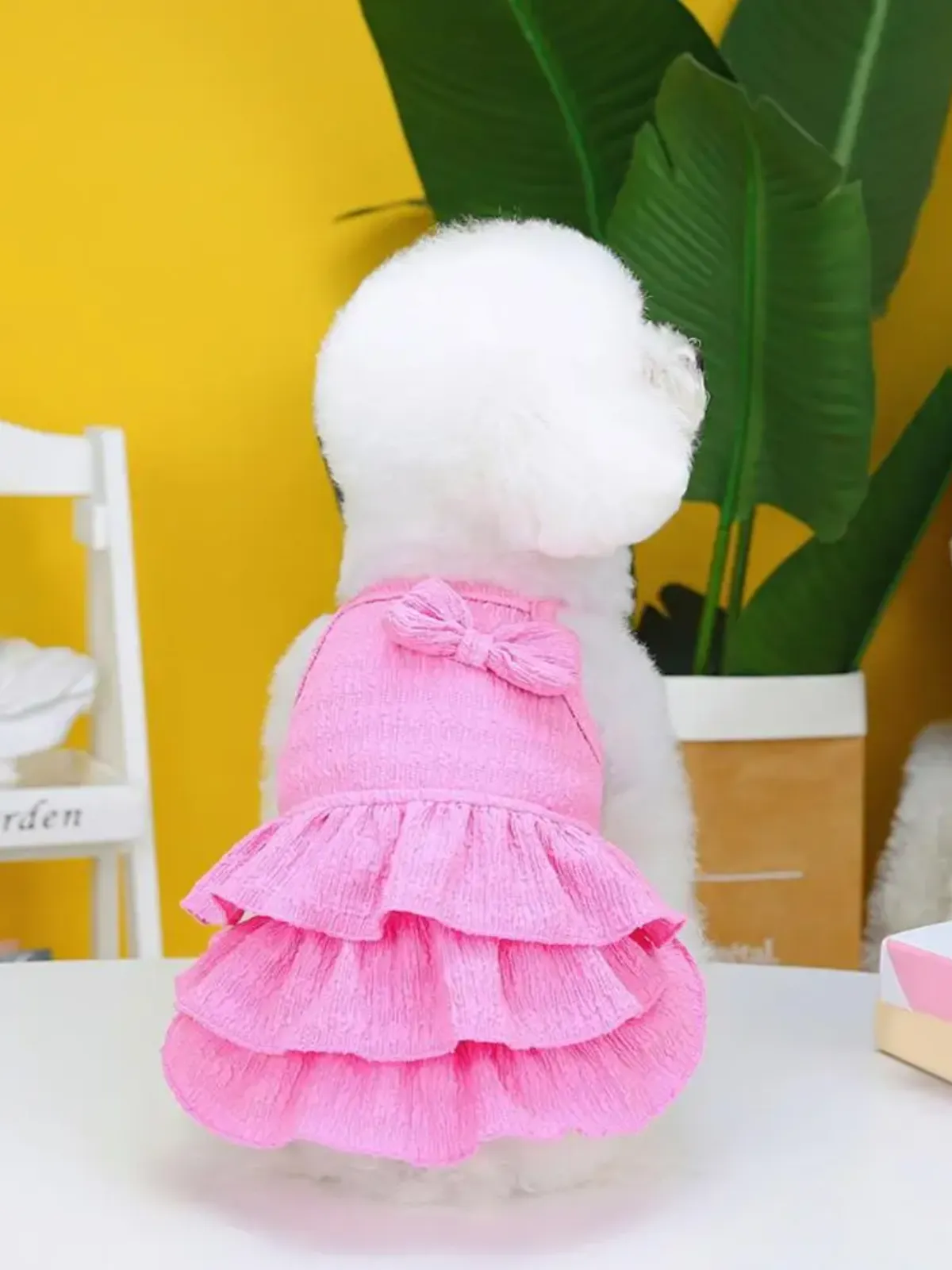 Summer Comfortable Breathable Layered Hem Bowknot Dog Dress