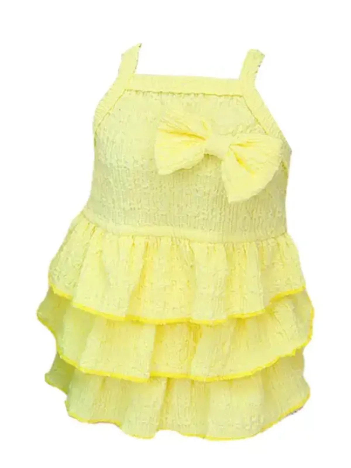 Summer Comfortable Breathable Layered Hem Bowknot Dog Dress