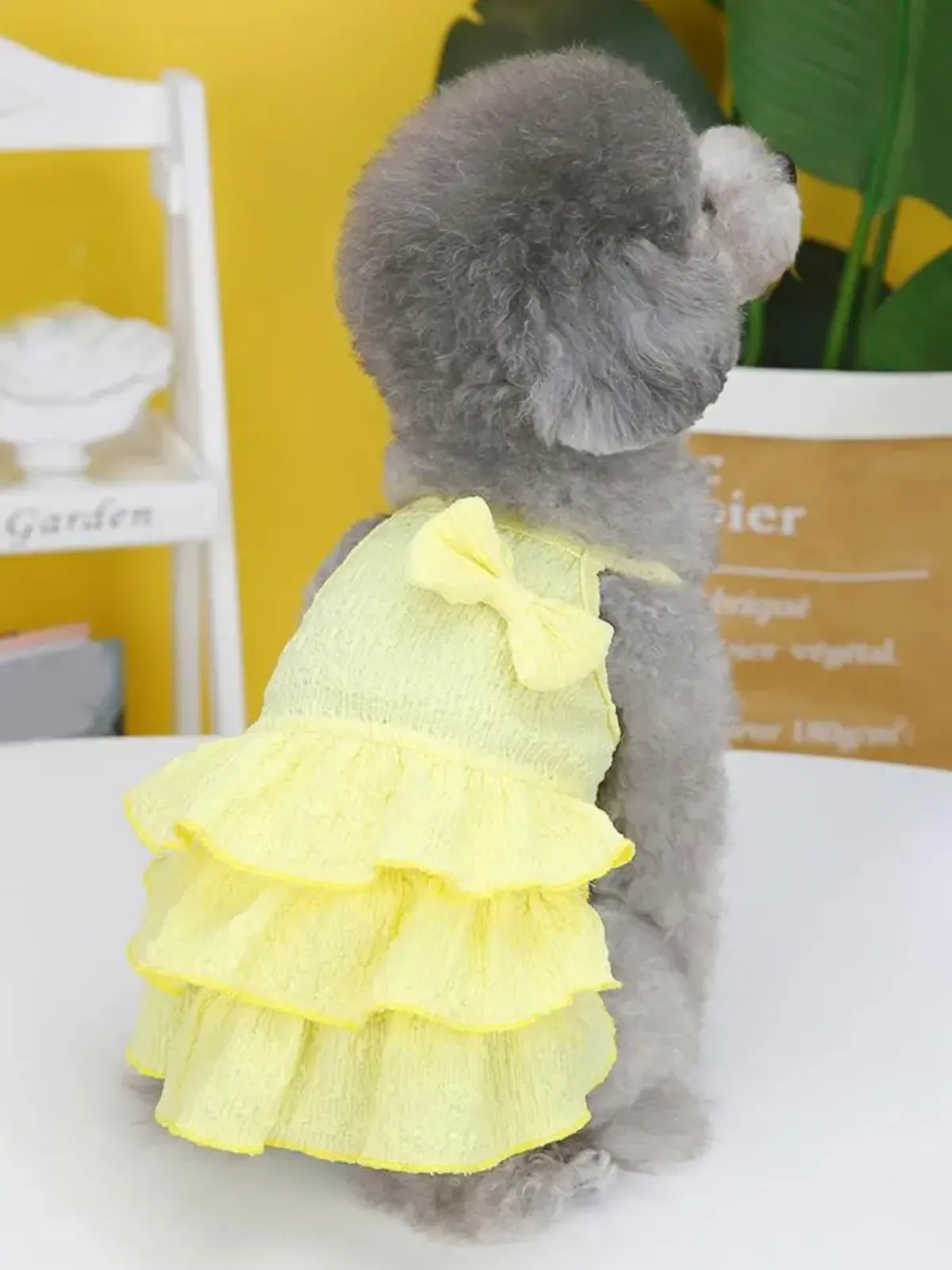 Summer Comfortable Breathable Layered Hem Bowknot Dog Dress
