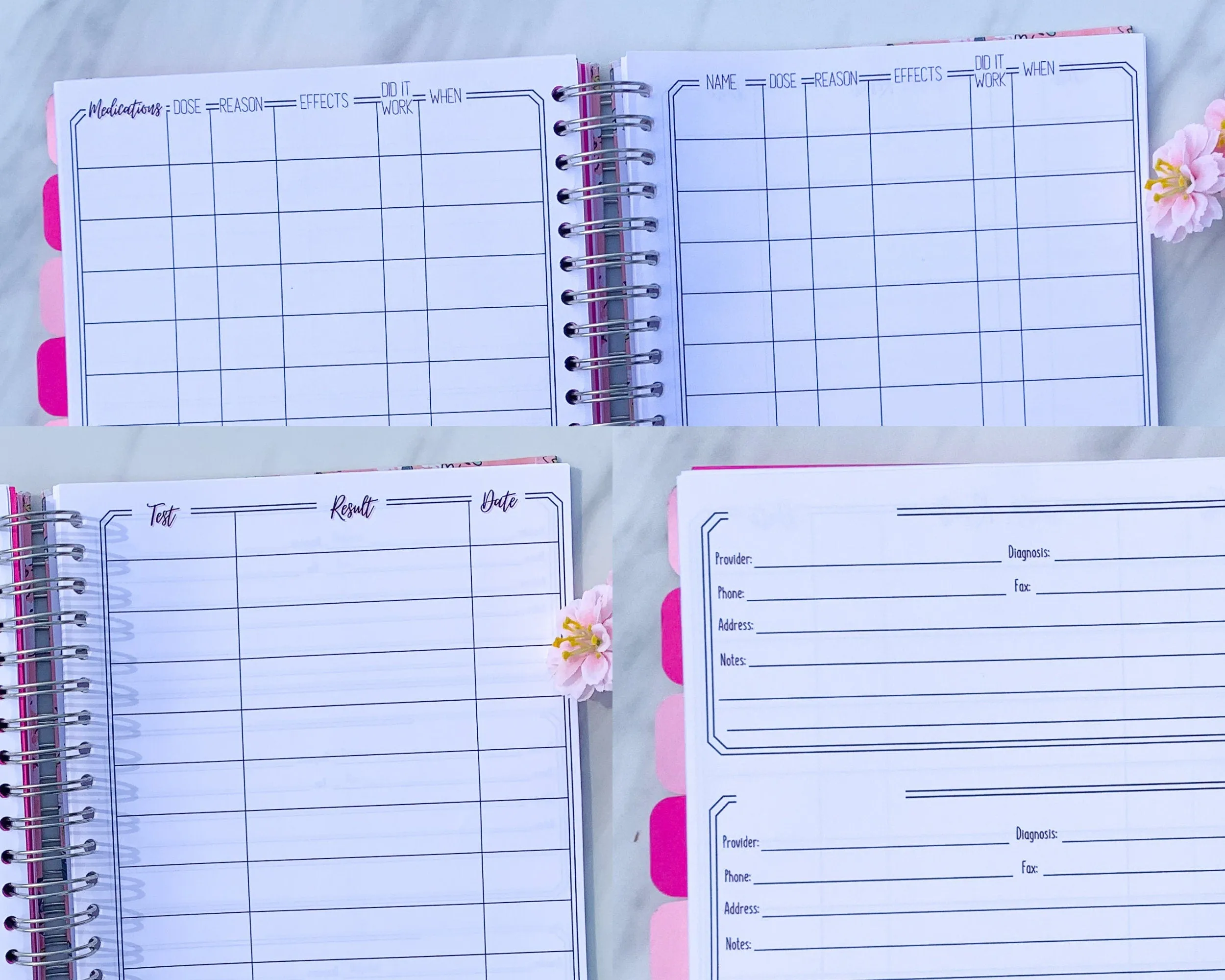 Undated Spiral Symptom Journal, 6 Month Daily Chronic Illness Pain Diary Log for Spoonies, Customizable