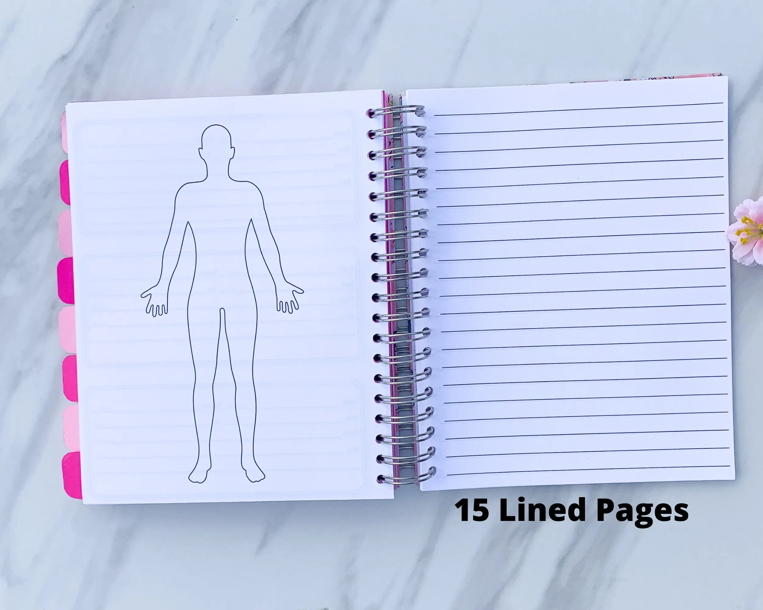 Undated Spiral Symptom Journal, 6 Month Daily Chronic Illness Pain Diary Log for Spoonies, Customizable
