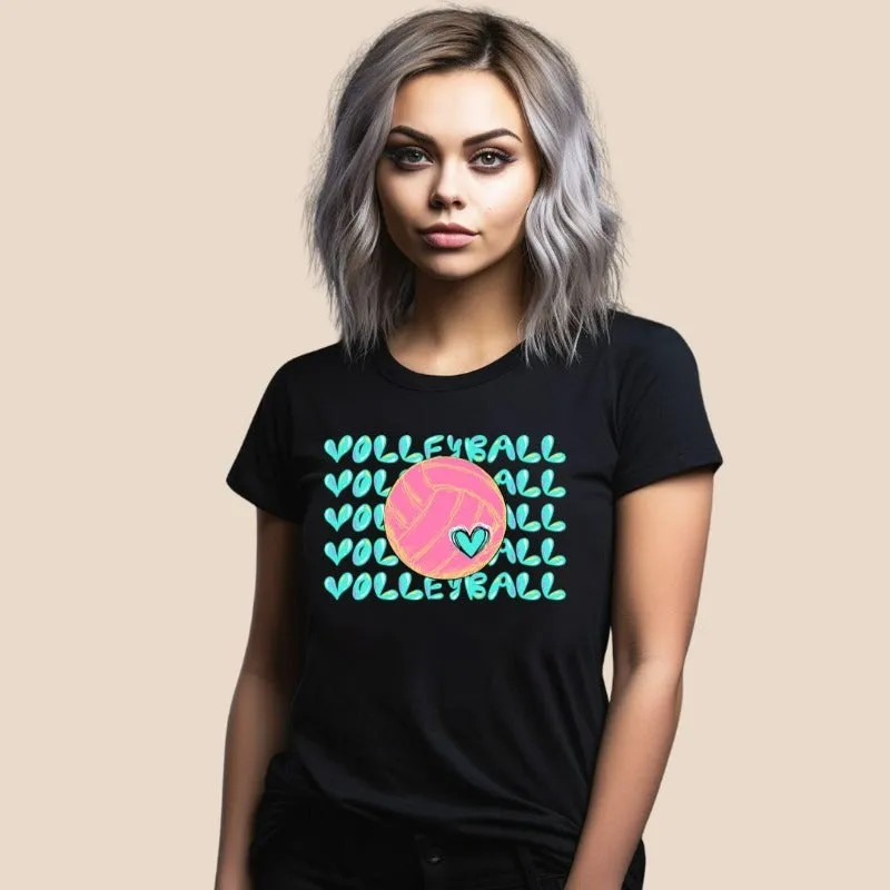 Volleyball Bright Bubble Letter Design PNG Download