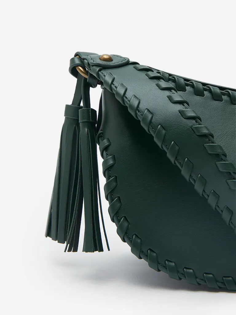 Women Accessories Green Seam-Detailed Shoulder Bag
