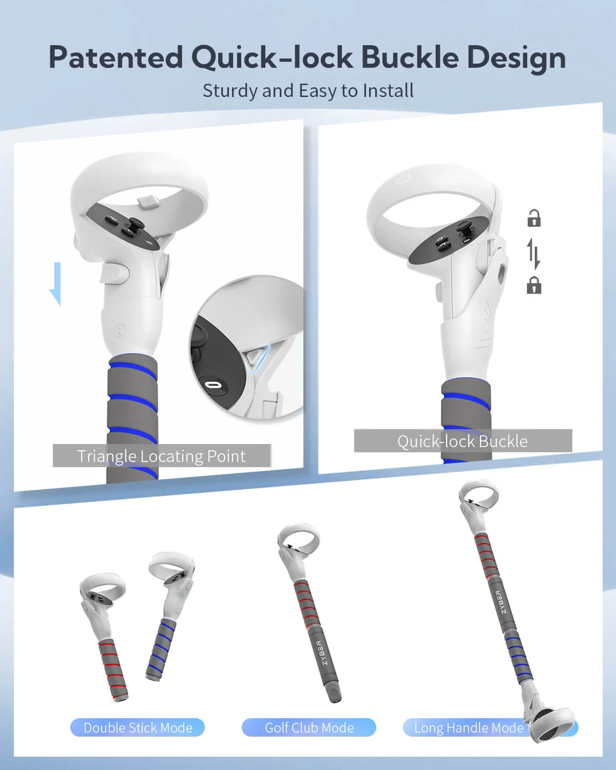 ZyberVR Quest 2 Multipurpose 3-in-1 Sticks